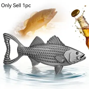 Creative Bass Shape Stainless Steel Bottle Opener, Creative Animal Design, Multi-Functional Beer Soda Drink Opener, Bottle Cap Opener, Ideal for Kitchen Bar Party Outdoor Camping Picnic Fishing