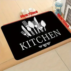 Casual Non-Slip Kitchen Tableware Pattern Mat, Decorative Area Rug for Home Kitchen & Bathroom, Stylish Floor Mat for Room Decor, Farmhouse Kitchen Rugs, Kitchen Runner Rug