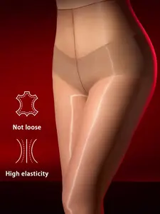 Aurora Glossy Stockings, High Waist Slim-Fitting Striped Tights, Fashionable All-Seasons Wear, Sexy Lady Essential, Women Pantyhose