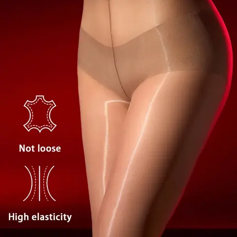 Oil-Gloss Stocking Pantyhose, High Elastic Slimming Smooth Socks, Sexy Underwear, All-Season Fashion, Striped Pattern, Fit