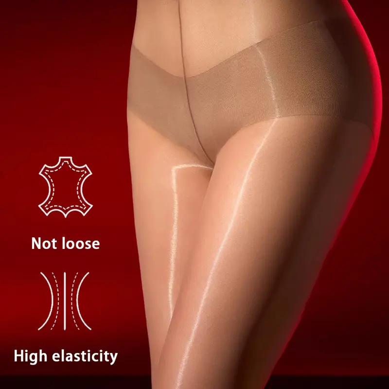 Oil-Gloss Stocking Pantyhose, High Elastic Slimming Smooth Socks, Sexy Underwear, All-Season Fashion, Striped Pattern, Fit