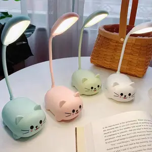 Cute Cartoon Animal LED Lamp - Mini Portable Night Light, USB Rechargeable Foldable Desk Lamp for Bedroom Reading and Ambient Lighting