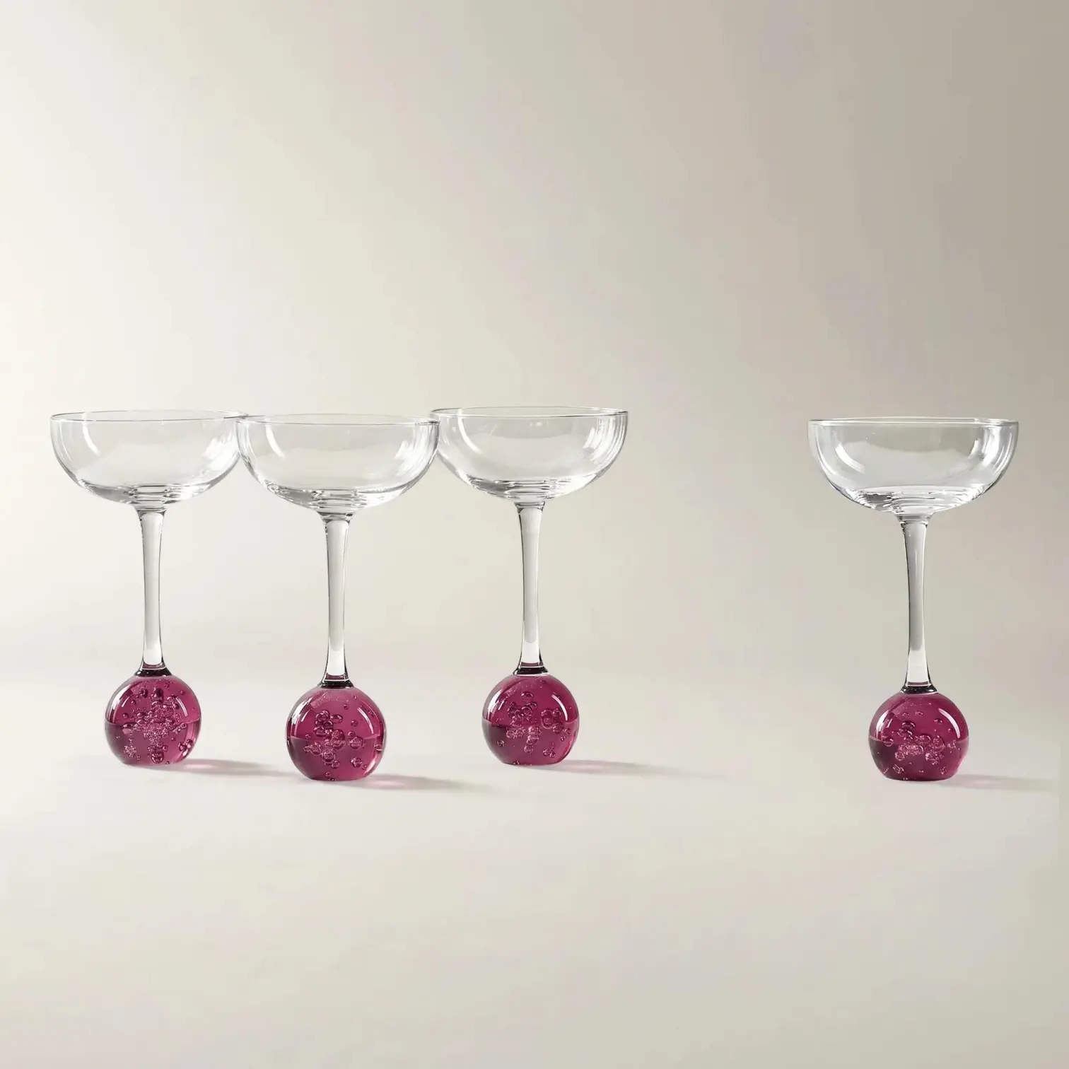 Z Gallerie Dottie 4-Piece Fig Finish Glassware Set - Elegant Drinkware with Modern Bauble Stems, Luxury Tabletop Decor for Entertaining & Cocktails, Four Pieces