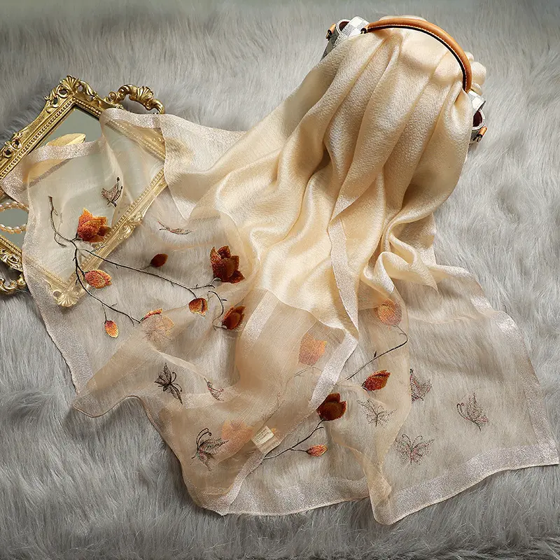 Two For One!!! Silk wool embroidered scarf silk wool embroidered mulberry silk silk scarf sun protection shawl