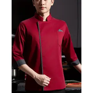 Long-Sleeved Super Chef Uniform - 1 Restaurant Work Clothes for Men - Back Kitchen, Hotel, Bakery, Western Restaurant, School Canteen