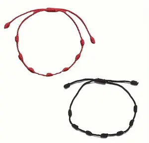 7 Knots set of 2 String Bracelets, Amulet, Luck, Success