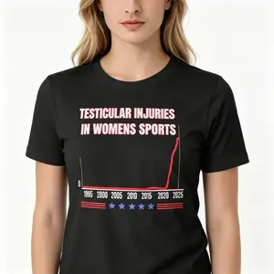 "Testicular Injuries In Womens Sports" Funny Satirical Tee |   Humor Graphic Meme Casual Unisex Top