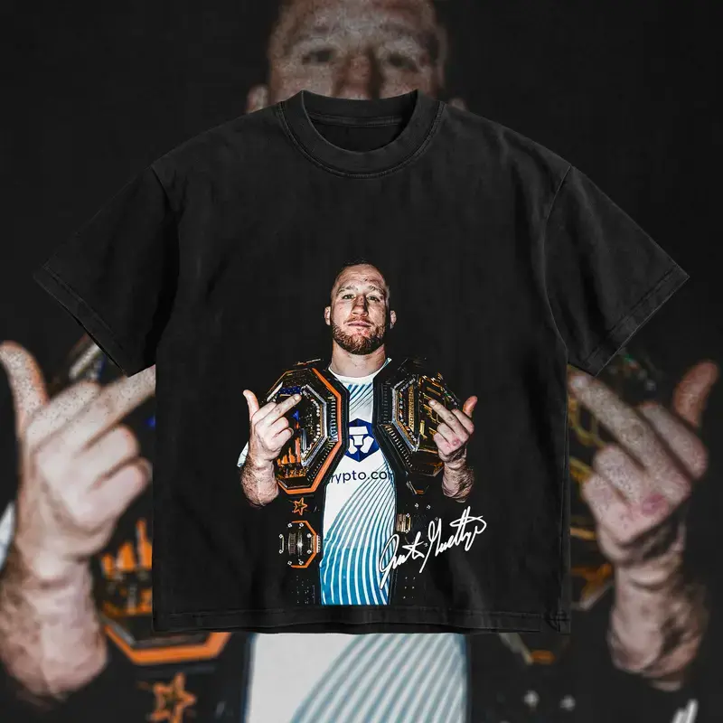 [COLLECTION] Justin Gaethje Iconic Signature Heavy Cotton T-shirt, Justin Gaethje UFC Freedom 250 Pound For Pound Shirt MMA Fan Apparel Pump Cover Direct-to-garment Printing