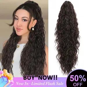 [Summervibes] Claw Clip Ponytail Extension 30" Curly Pony Tail Clip in Claw Hair Extensions Fluffy Natural Looking Synthetic Hairpiece for Women jaw magic Loose Wavy Wave Loose Wave Bundles hair extensions clip in