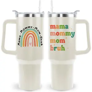 40 oz Insulated Stainless Steel Tumbler - With Handle, Lid, Portable Design - Kitchenware Drinkware for Mom, Ideal Mothers Day, Birthday Gifts from Daughter Son, Insulation