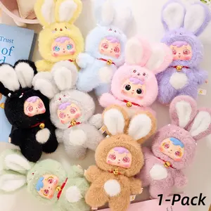 1-Pack Mini Fortune-Bearing Rabbit Rubber Plush Hanging Rack Surprise Box, 10 Styles, Unisex Easter Gift, Unique Home Decor