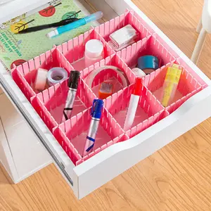 4PCS Adjustable Drawer Divider Partition Durable Storage Organiser Makeup Sock Underwear Drawer Organizer Board of Cabinets