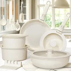 21 Piece Pots and Pans Set Non-Stick, Ceramic Cookware Set with Sensor Handles