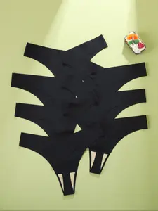 7-Pack Black Seamless Thongs Underwear - The ‘No-Fail’ Daily Essential | No-Show Stretch Fabric | Perfect for Any Outfit (Beat Decision Fatigue!)