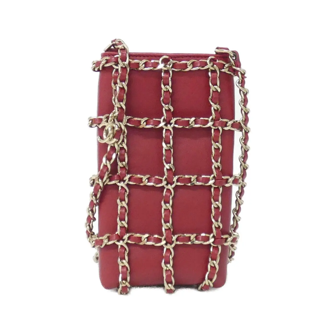 Pre-owned CHANEL Lambskin Small Leather Goods Phone Case