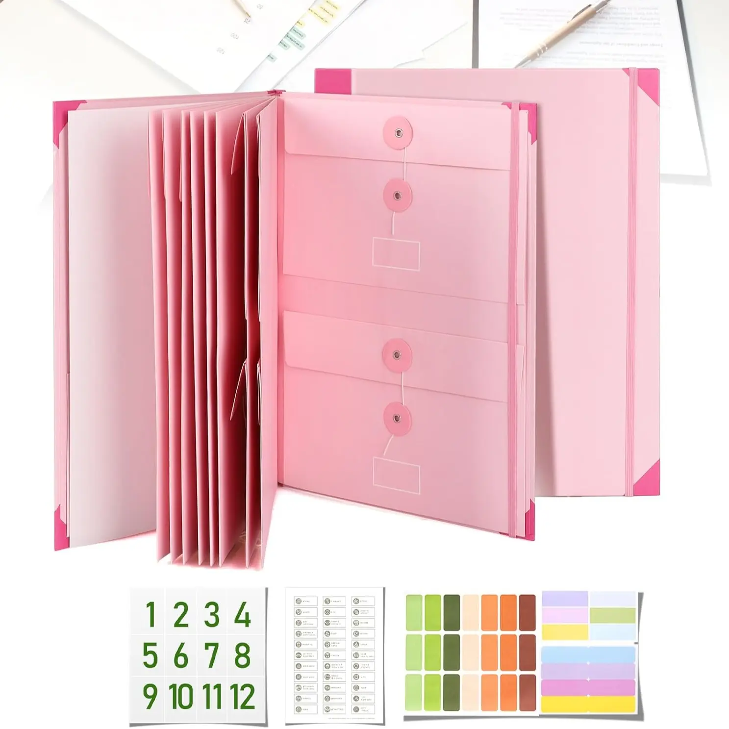 Multi-Pocket Folders Accordion File Organizer-Folio Document Holder with Pocketsfor Passports,Birth Certificates,Paperwork,Office&Home Storage,Folio Document Organizer,Paperwork Organizer,Home&Office Filing Solution