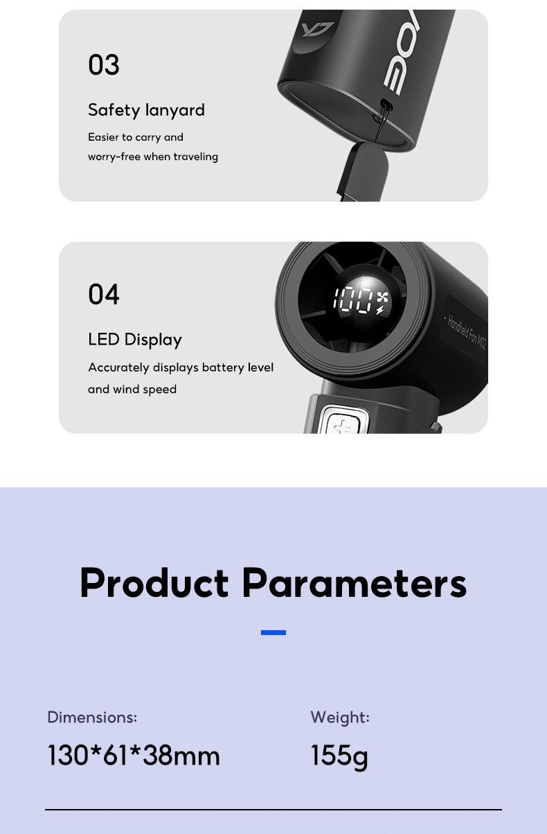 Yodevoe Handheld Fan, Turbo Powerful Airflow, Stylish Mini Pocket Fan, 100 Wind Speed ​​Settings, Up to 15 Hours of Battery Life, Rechargeable Portable Fan, Suitable for Travel and Office Use, Includes Lanyard and USB Type-C Charging Port