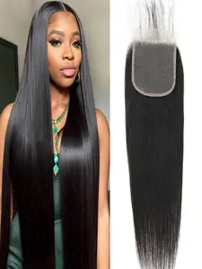 5x5 HD Lace Closure Only Pre Plucked Natural Hairline Straight Wave Human Hair Invisible Lace Closure Blanched Knots