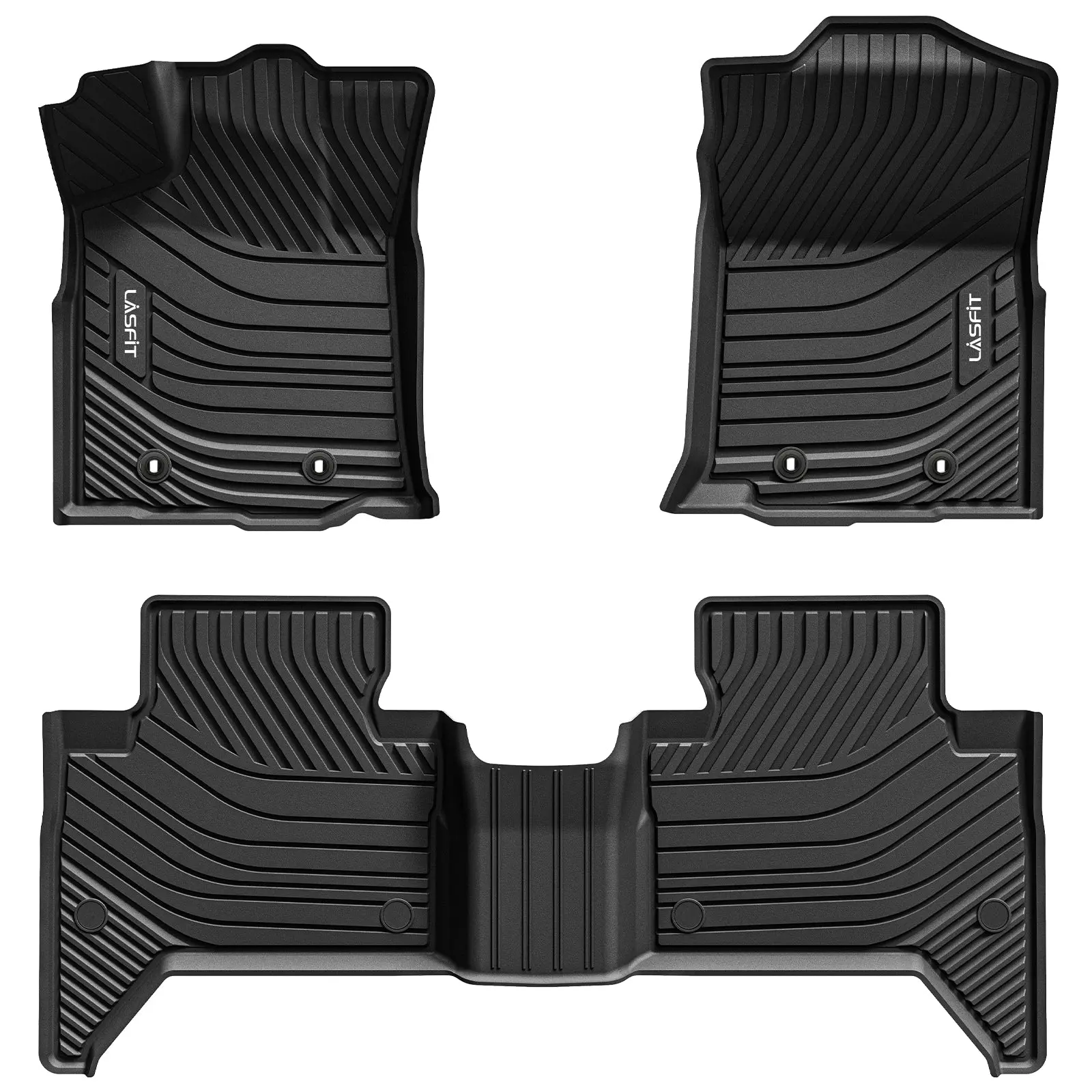 Lasfit Custom-Fit Car & Truck Floor Mats - Synthetic, Double Cab, Raised Edges, Spill Traps, First/Second Rows Coverage, Car Interior Accessory for 2016-2023 Toyota Tacoma Automatic Transmission Vehicles, Car Accessories