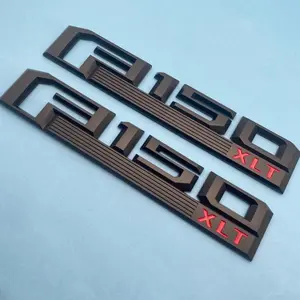 2PCS Fender Emblem For F-1-5-0 XLT 2015-2020 Left & Right Badge 3M REAR ADHESIVE Matte Black Red