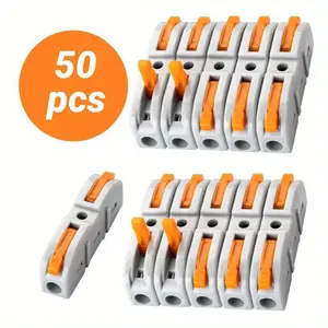 50PCS Wire Connector, 1 Conductor Compact Splicing Wire Connectors for Circuit Inline 24-12 AWG (Orange)