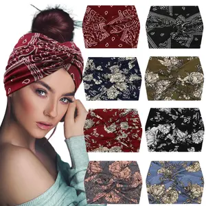 Women's Wide Hair Wrap Sports Headband With Extra Head Scarf Elastic For Yoga Running Sweat Absorbing Workout Head Band