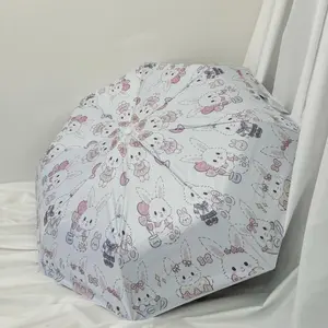 Cute Rabbit Pattern Umbrella, 1 Count Portable Windproof & Sun Protection Automatically Umbrella, Umbrella for Daily Commuting