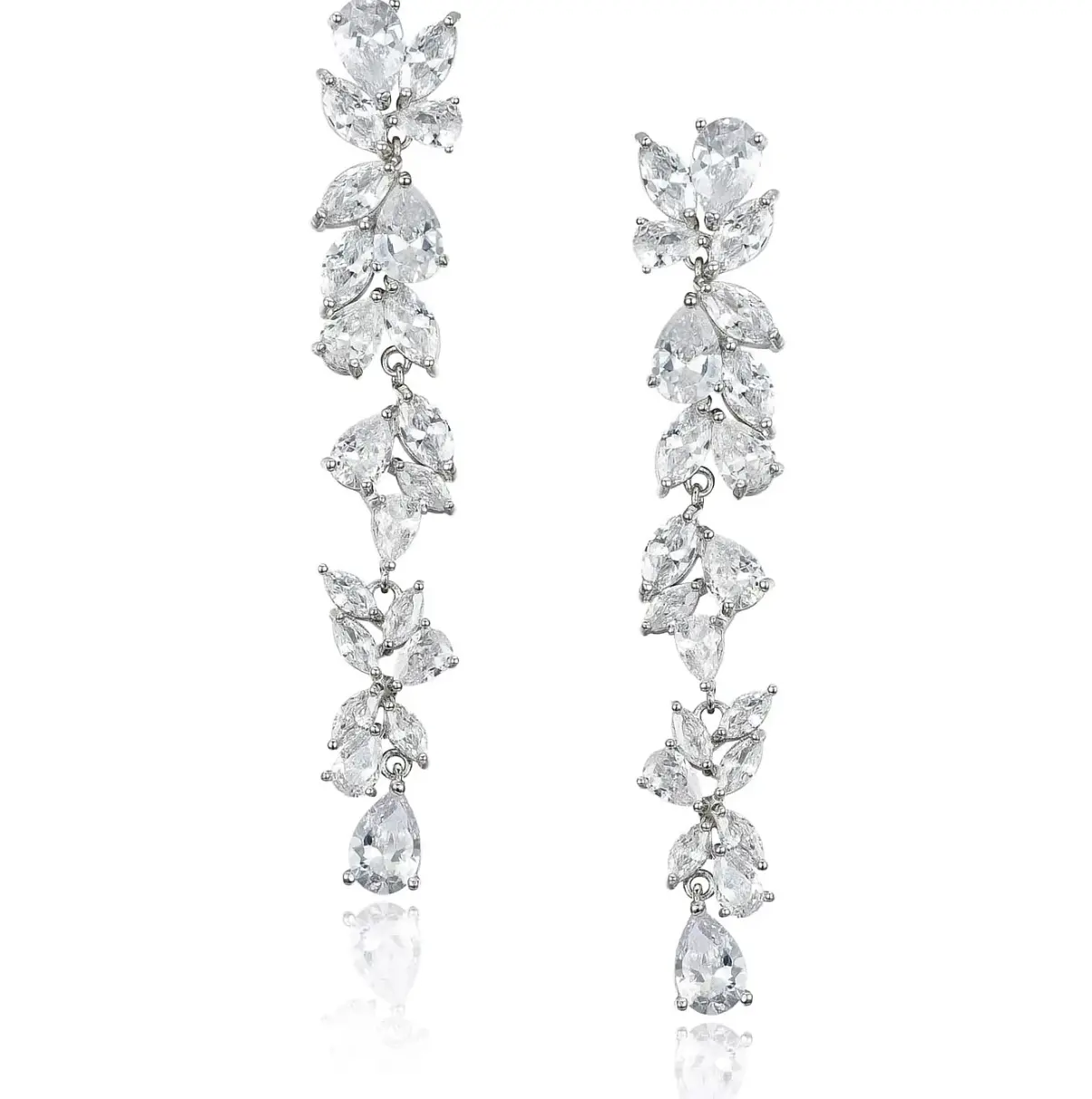 Women's Hypoallergenic Sparkling Leaf-Shaped Marquise Cubic Zirconia Chandelier Drop Earrings - Elegant Costume Jewelry for Wedding, Prom Gift with Funky Unique Mystery Jar Accessories, Marquise Cut