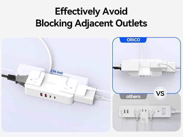 ORICO Power Strip with USB Ports, 5Ft Extension Cord for Desk, 8 in 1 Charging Station(4 *AC, 2 * USB-C, 2 * USB-A), Desk Accessories for Home, Office, Dorm Room - CPR20