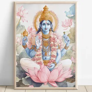 Vishnu Art, Hindu God Wall Art, VISHNU, Indian God, lord Narayana,Digital Print of Vishnu24x36inch(60x90cm) Unframe Canvas Poster Decor Room Artistic Ornaments Photo Decoration