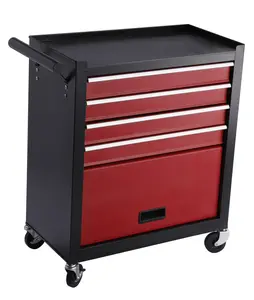 Hardware Four drawer rolling toolbox, tool cart with 4 wheels and drawers, large capacity detachable mobile tool storage cabinet for workshops, garages, maintenance rooms, and mechanics