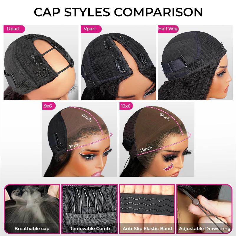 ISEE HAIR 250% Density Yaki Straight Pre-Styled Butterfly Cut Layer U/V Part Sew In Wig Natural Black Human Hair Wigs#TikTokShopHolidayHaul