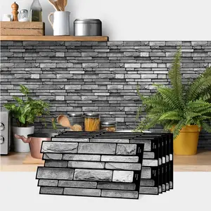 20pcs Peel & Stick Vinyl Wall Stickers, Waterproof Backsplash for Kitchen Bathroom, Self Adhesive Tile Transfer Decals with Stone Brick Effect, Wall Panels