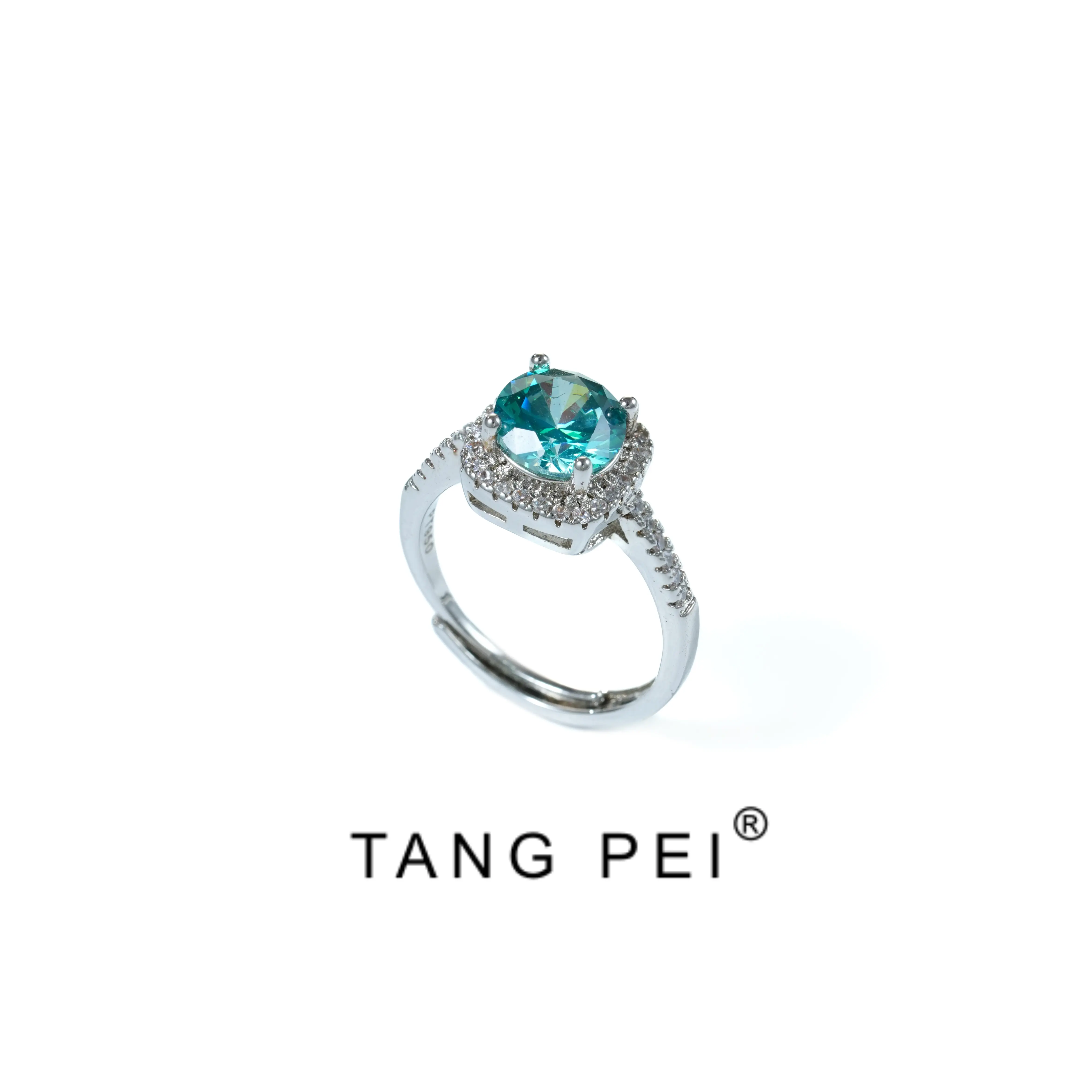 "A Lake" Green stone inlaid ring Natural Green Emerald Solitaire Ring Luxury Fine Jewelry（55）