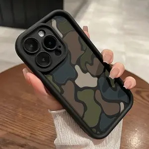 Soft Phone Case for iPhone 17 16 Pro Max 15 Plus 14 13 12 11  Air XR XS E Camouflage Harmony Pattern TPU Bumper Camera Lens Protection Rugged Durable Phone Cover Shockproof Protective Casing Suitable for Samsung S24 FE