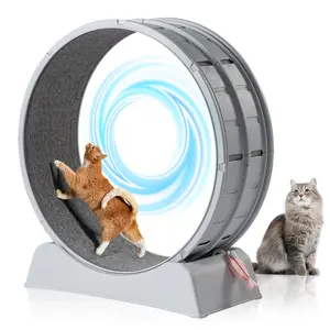 Cat Exercise Wheel, 31.5 inch Cat Wheels for Indoor Cats, Cat Treadmill Wheel Exerciser with Carpeted Runway, Grey cat toys