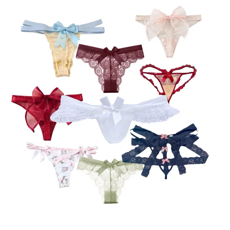 Milanblocks coquette bow lace cute panty Cotton Panties fall underwear Feminine Hip Rose Soft Lingerie Girl Womenswear