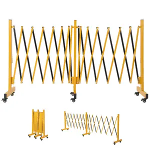 Metal Expandable Mobile Barricade, Industrial Folding Security Gate Driveway Gate, Retractable Outdoor Gate, Folding Safety Barricade with Casters
