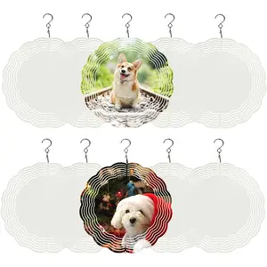 5 Pack Sublimation Wind Spinner Blanks 8 Inch Wind Spinners Sublimation Blanks 3D Aluminum Metal Wind Spinners for Yard and Garden Indoor Outdoor Window Porch Front Door Decoration Round