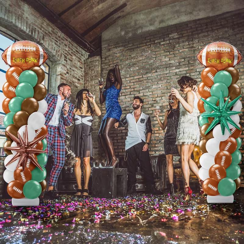 133Pcs Football Balloon Garland Arch Kit – Sage Green & Coffee Brown Latex Balloons with Soccer Foil Balloons, Touchdown Football Theme Party Decorations for Sports Birthday, Game Day & Party Supplies**