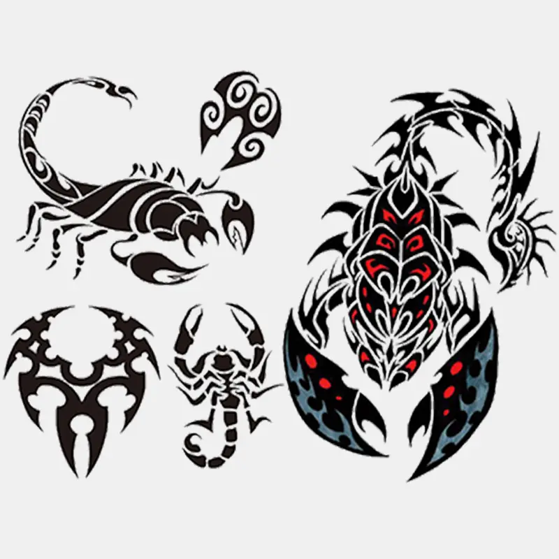 2-Piece Temporary Tattoo Stickers, Realistic Scorpion Tribal Design Waterproof Fake Tattoos, Ephemeral Tattoos for Men Women, Fashion Body Decoration for Parties Halloween