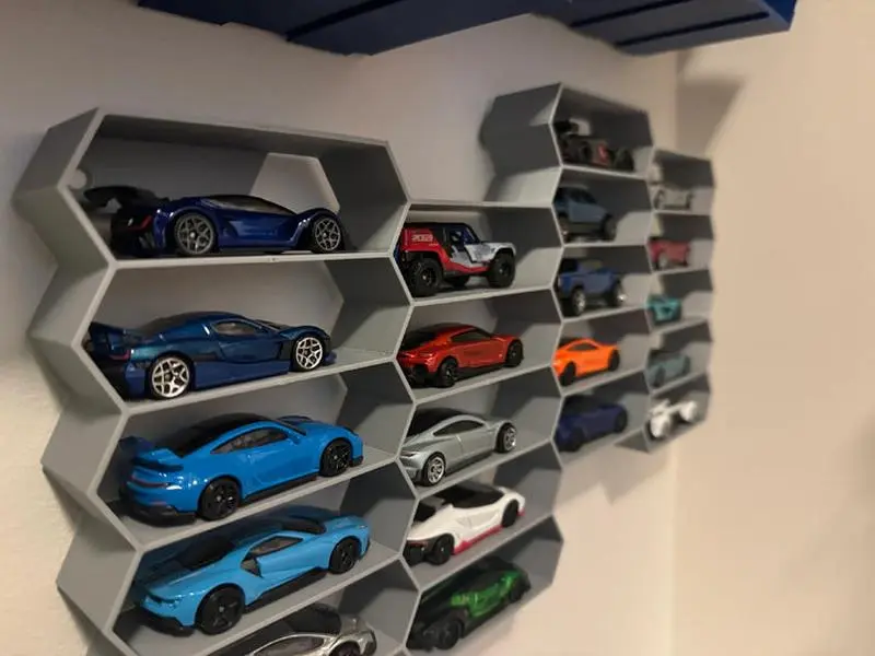 Hexagonal Hot Wheels Shelf
