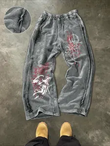 Men's Young Street Style Cotton Washed Fabric, Loose-Fitting Long Snowflake Print, Casual Fashion, Daily Wear, Holiday Gift