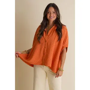 Boss Babe Button Up Swiss Dot Top