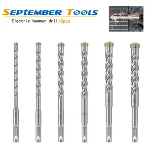 6pcs Sandblasted Finish Cross Alloy Impact Drill Bits, Power Tool Accessories for Concrete Drilling, Wall Punching