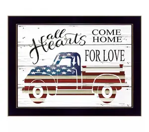 HomeRoots All Hearts Come Home for Love Truck Black Wall Art