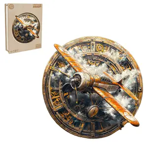 Vintage Aircraft  Wooden Jigsaw Puzzle for Adults and Kids Unique Shape Animal Wood Puzzles Challenging Puzzle, Family Game Creative Gifts，Laser-Cut Durable HDF Wood Puzzle