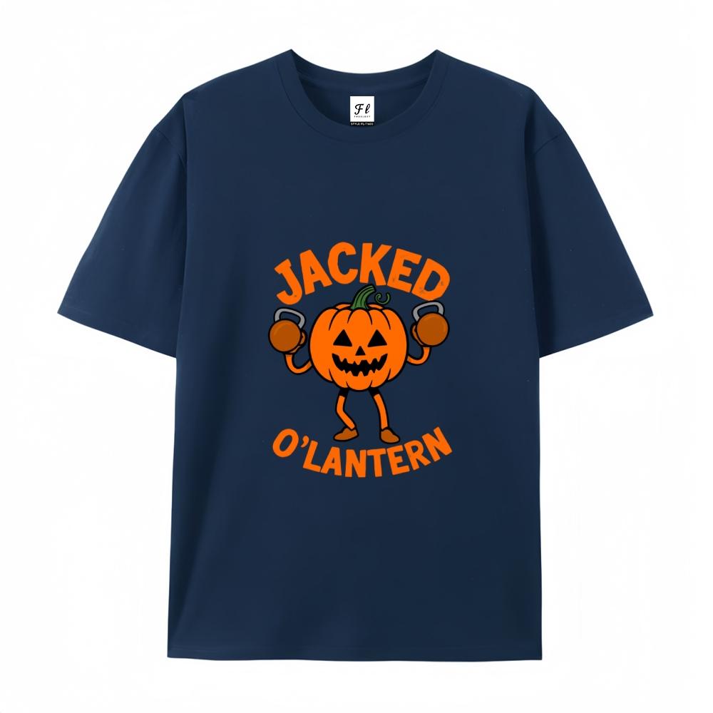Lightweight Breathable Jacked O'Lantern Pumpkin T-Shirt Oversized Streetwear Tee Funny Summer Workout Top for Menswear