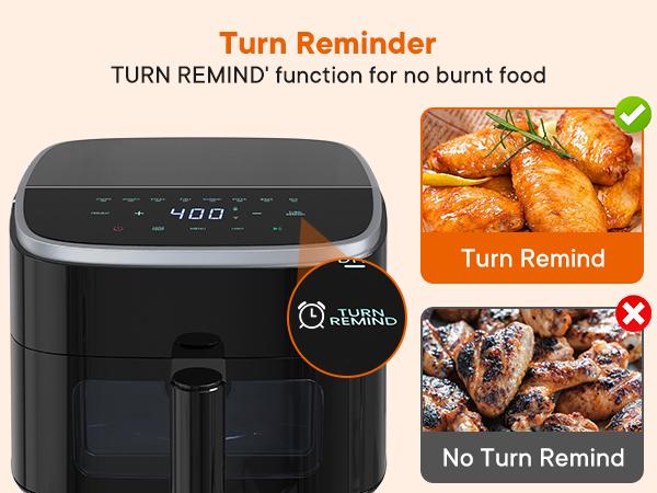 4QT Air Fryer with Visible Window, 1500W Digital Touchscreen Air Fryer with 8 Presets, Auto Shut Off & Nonstick Dishwasher Safe Basket, 60-Min Timer, Max 400°F, Black