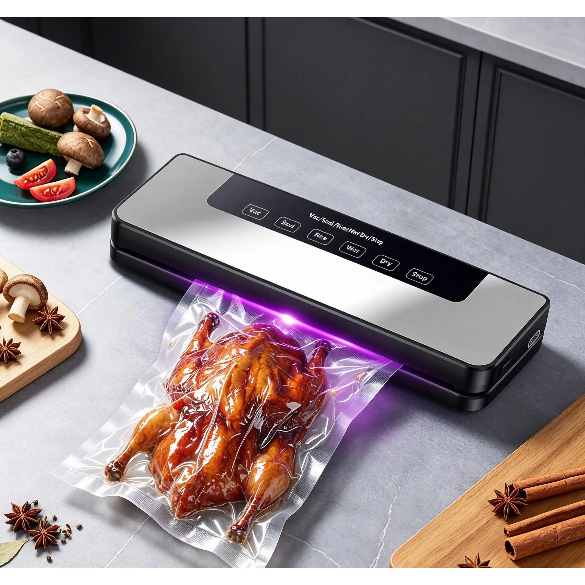 Stop Wasting Spoiled Food! Automatic Food Vacuum Sealer with Wet & Dry Modes, Easy Clean Detachable Tray, Perfect for Meat, Fruit & Soups